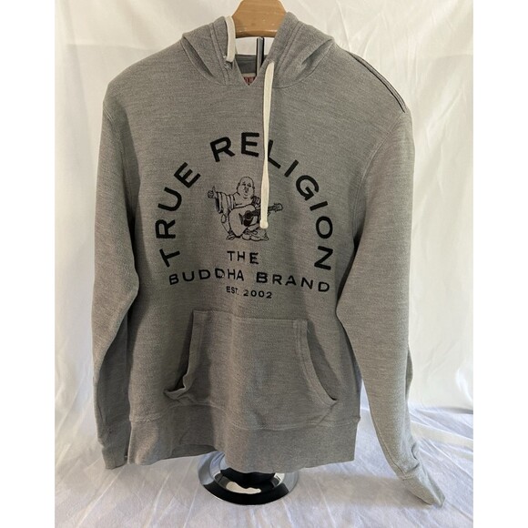 True Religion The Buddha Brand Gray Hoodie Sweatshirt Men’s Size S - Picture 1 of 7